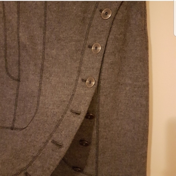 RARE Derek Lam Cashmere Wool Italian Gray Skirt Luxury Button Detail Spring Fall - Picture 4 of 8